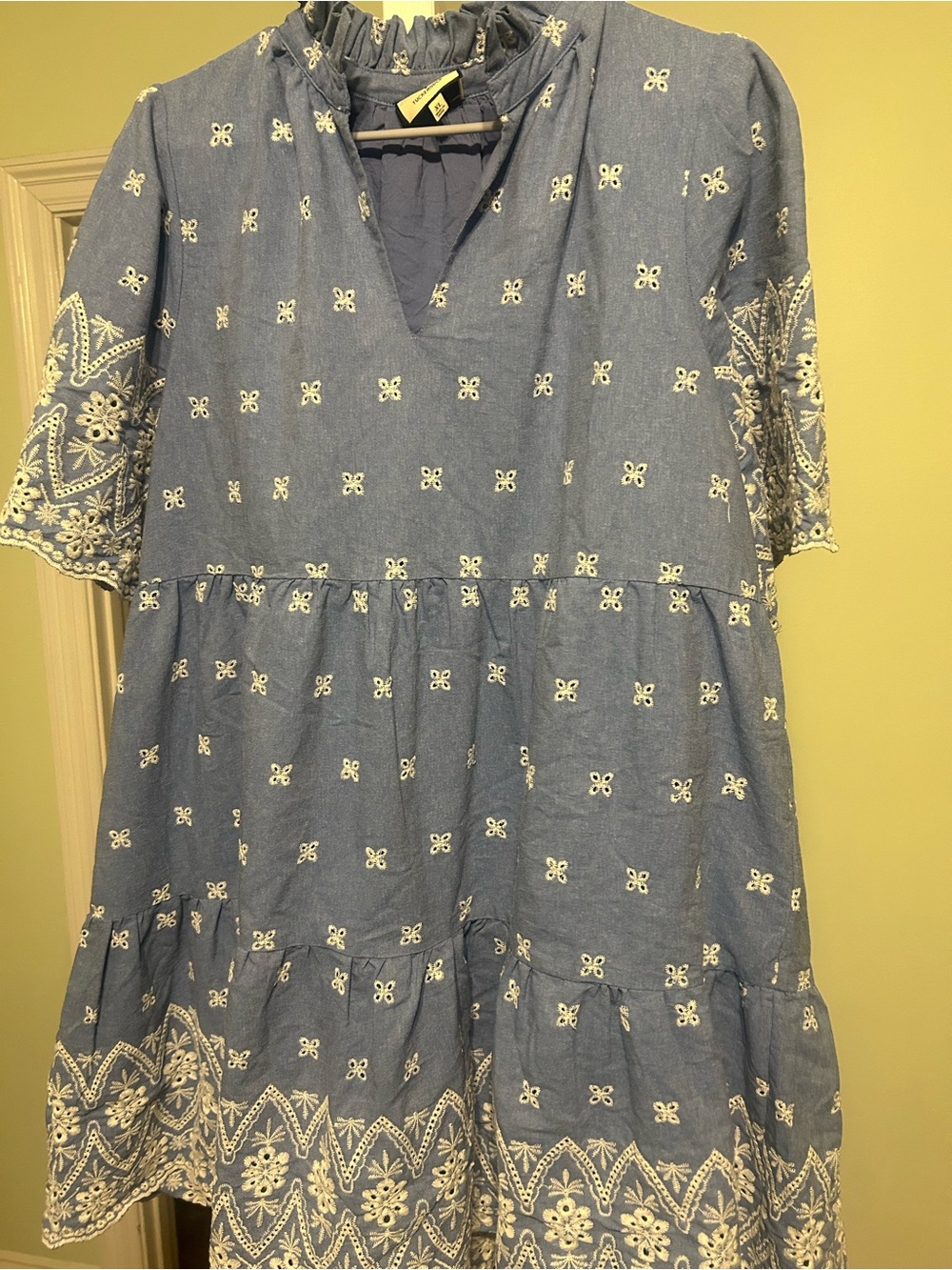 Tuckernuck Blue Eyelet Embroidered Tiered Dress